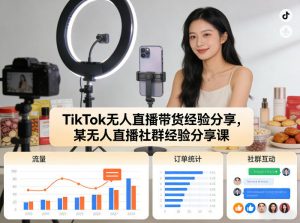 TikTok无人直播带货经验分享，某无人直播社群经验分享课-识享社