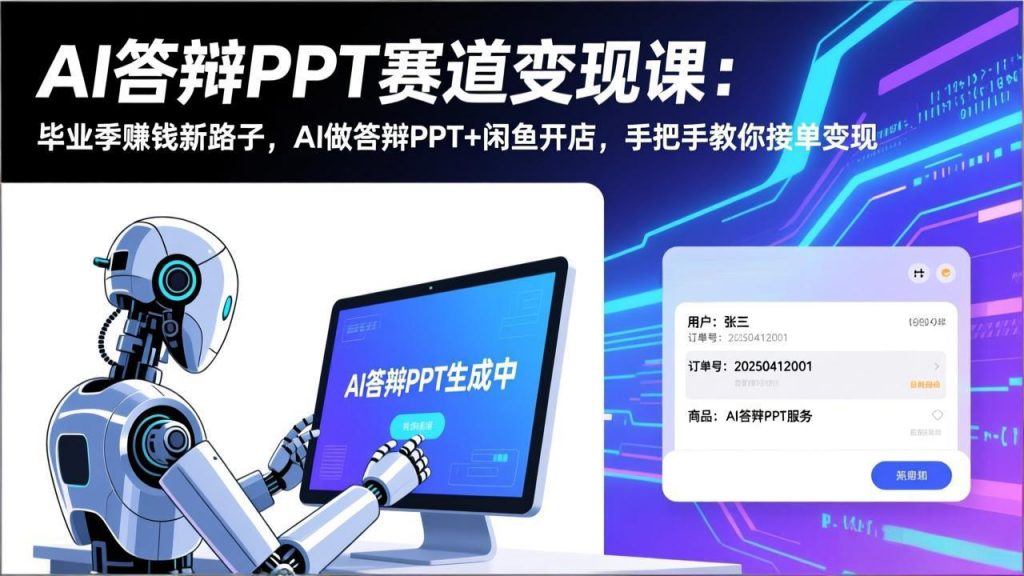 AI答辩PPT赛道变现课：毕业季赚钱新路子，AI做答辩PPT+闲鱼开店，手把手教你接单变现-识享社