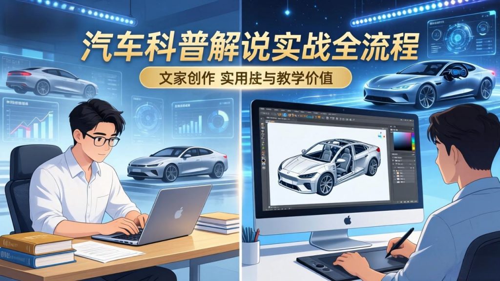 抖音汽车科普解说实战：文案+动画+画面处理+去水印全流程，打造专业汽车科普视频-识享社