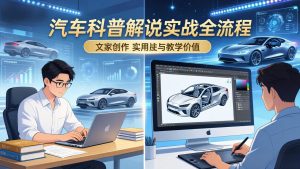 抖音汽车科普解说实战:文案+动画+画面处理+去水印全流程,打造专业汽车科普视频-识享社