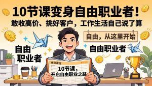 10 节课变身自由职业者!敢收高价、挑好客户,工作生活自己说了算-识享社