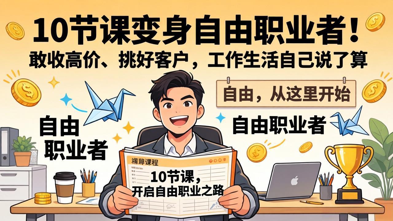 10 节课变身自由职业者!敢收高价、挑好客户,工作生活自己说了算 - 识享社-识享社