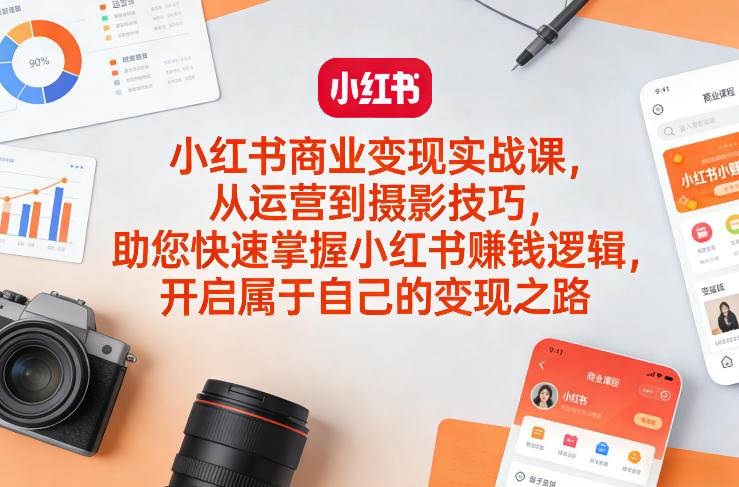 小红书商业变现实战课，从运营到摄影技巧，助您快速掌握小红书賺钱逻辑，开启属于自己的变现之路-识享社