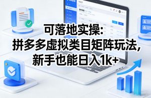 可落地实操：拼多多虚拟类目矩阵玩法，新手也能日入1k+【揭秘】-识享社