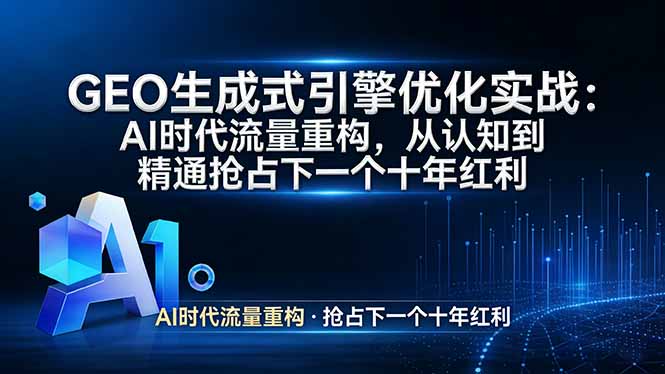 GEO 生成式引擎优化实战：AI时代流量重构，从认知到精通抢占下一个十年红利-识享社