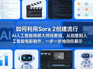 如何利用Sora 2创建流行AI人工智能视频大师班教程，从创意到人工智能电影制作，一步一步地向你展示-识享社
