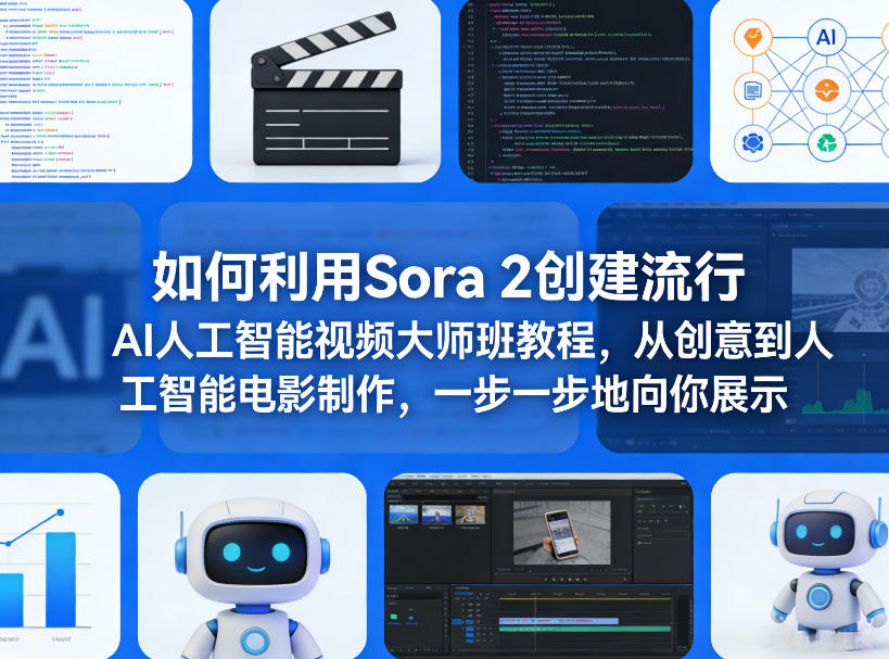如何利用Sora 2创建流行AI人工智能视频大师班教程，从创意到人工智能电影制作，一步一步地向你展示-识享社