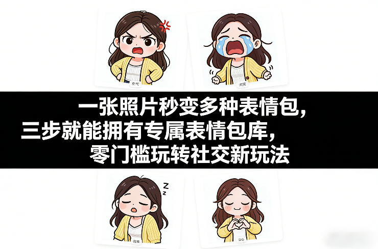 一张照片秒变多种表情包，三步就能拥有专属表情包库，零门槛玩转社交新玩法【文档】-识享社