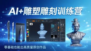 AI+雕塑雕刻训练营：从AI创作、大模型训练到3D雕刻 + 渲染，零基础也能出高质量原创作品-识享社