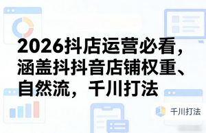 2026抖店运营必看,涵盖抖音店铺权重、自然流,千川打法-识享社