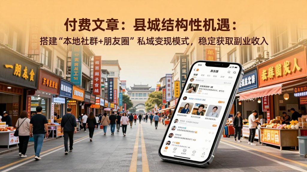 付费文章：县城结构性机遇：搭建“本地社群+朋友圈”私域变现模式，稳定获取副业收入-识享社