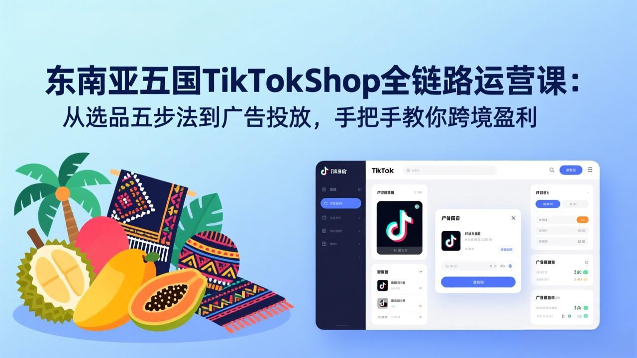 东南亚五国TikTok Shop全链路运营课:从选品五步法到广告投放,手把手教你跨境盈利 - 识享社-识享社