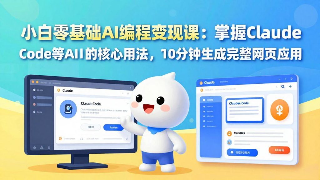 小白零基础AI编程变现课：掌握Claude Code等AI工具的核心用法，10分钟生成完整网页应用-识享社