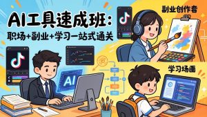 AI工具速成班：职场+副业+学习一站式通关，20+爆款类型+剪映技巧+抖音算法，0基础快速上手-识享社