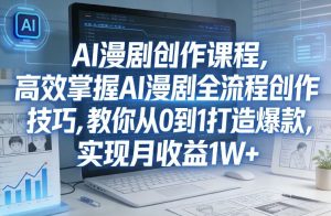 某社群AI漫剧创作课程,高效掌握AI漫剧全流程创作技巧,教你从0到1打造爆款,实现月收益1W+-识享社