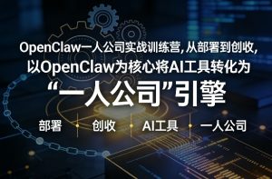 OpenClaw小龙虾+一人公司实战训练营，从部署到创收，将AI工具转化为“一人公司”引擎，低成本变现-识享社
