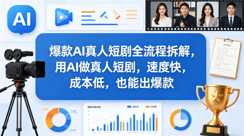 爆款AI真人短剧全流程拆解，用AI做真人短剧，速度快，成本低，也能出爆款-识享社