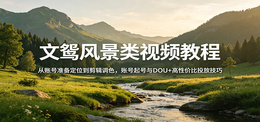 图片[1]-文鸳风景类视频教程：从账号准备定位到剪辑调色，账号起号与DOU+高性价比投放技巧 - 识享社-识享社