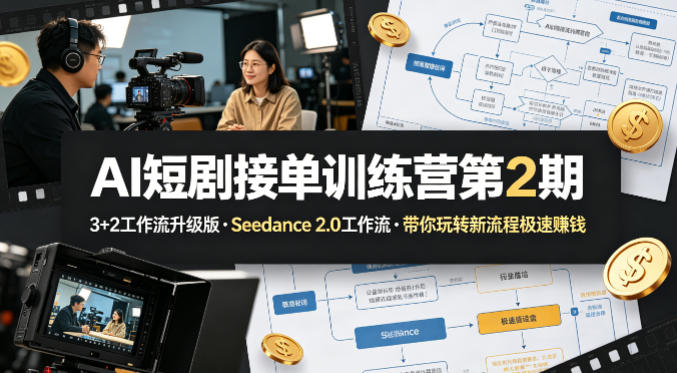 AI短剧接单训练营第2期，3+2工作流升级版，Seedance 2.0工作流，带你玩转新流程极速賺钱 - 识享社-识享社