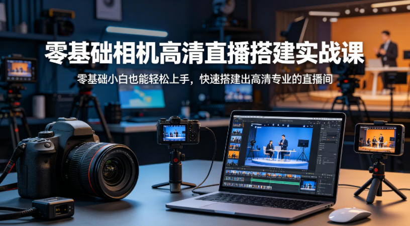 零基础相机高清直播间搭建实战课，小白也能轻松上手，快速搭建出高清专业的直播间-识享社