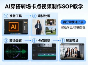 AI穿搭转场卡点视频制作SOP教学，两分钟快速上手，轻松学会AI穿搭带货-识享社