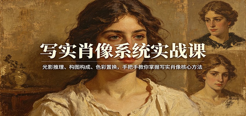 写实肖像系统实战课：光影推理、构图构成、色彩置换，手把手教你掌握写实肖像核心方法-识享社