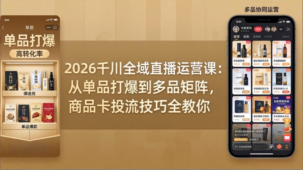 2026千川全域直播运营课:从单品打爆到多品矩阵,商品卡投流技巧全教你-识享社
