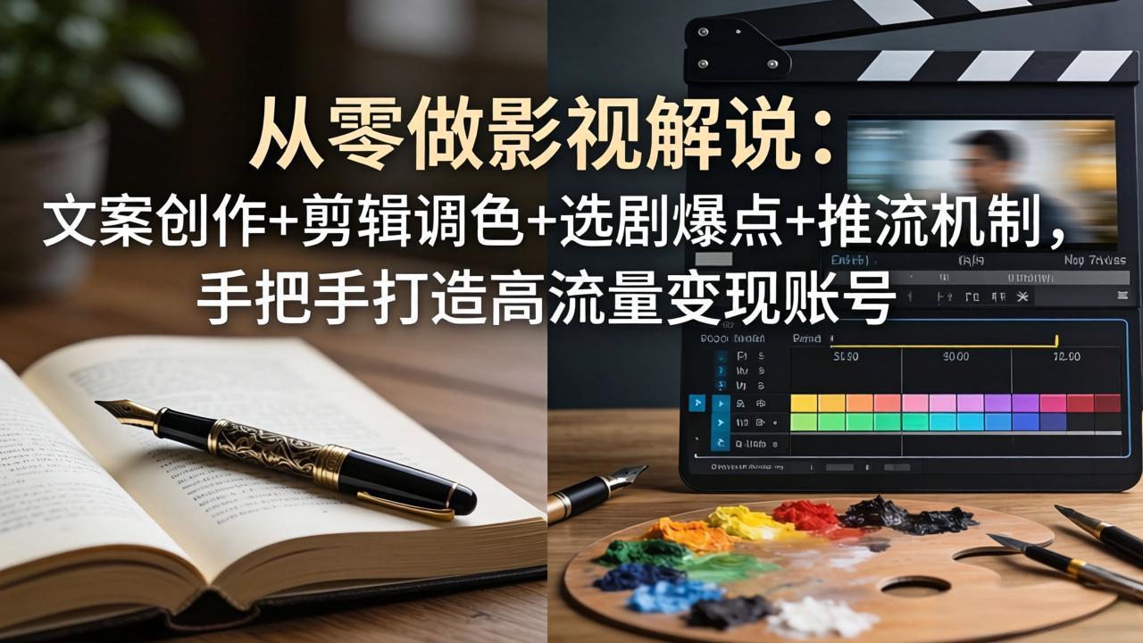 从零做影视解说:文案创作+剪辑调色+选剧爆点+推流机制,手把手打造高流量变现账号 - 识享社-识享社