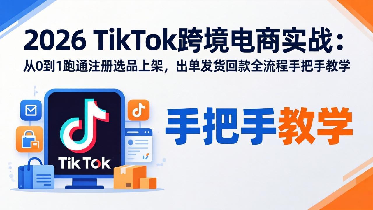 2026TikTok跨境电商实战-更新:从0到1跑通注册选品上架,出单发货回款全流程手把手教学 - 识享社-识享社