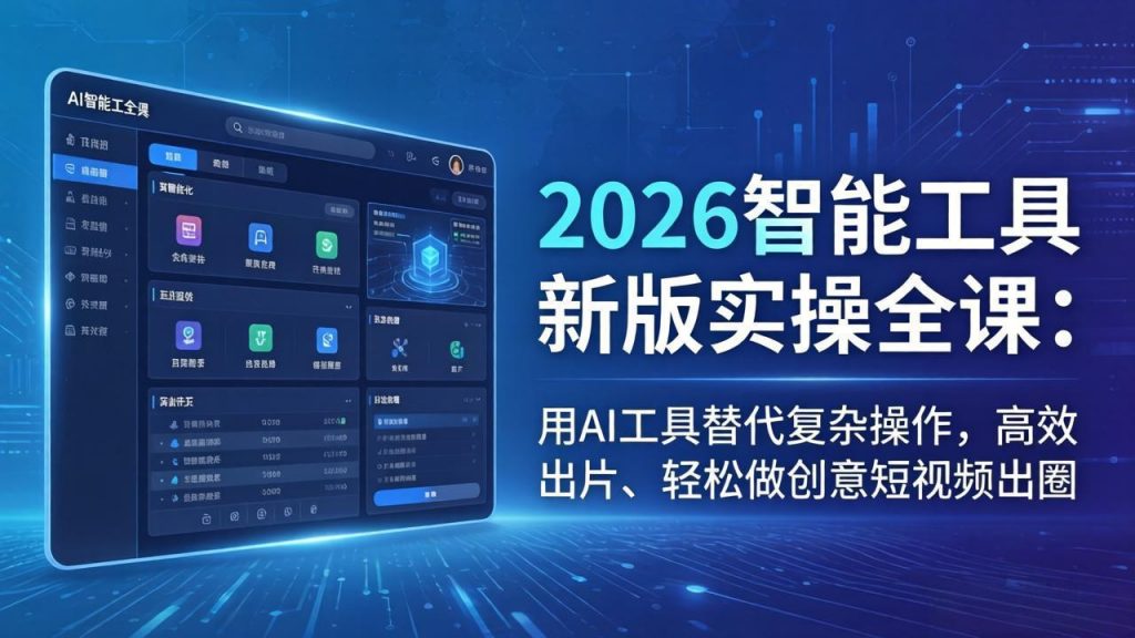 2026智能工具新版实操全课:用AI工具替代复杂操作,高效出片、轻松做创意短视频出圈-识享社