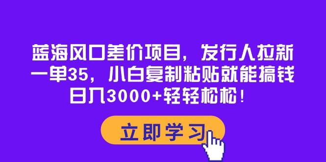 蓝海风口差价项目，发行人拉新，一单35，小白复制粘贴就能搞钱！日入30… - 识享社-识享社