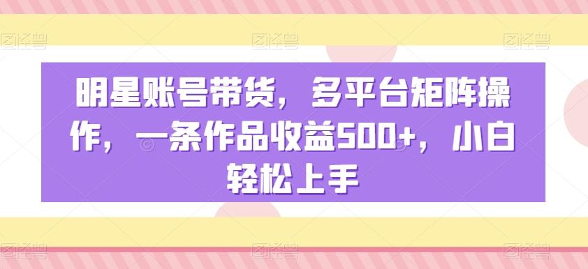 明星账号带货，多平台矩阵操作，一条作品收益500+，小白轻松上手【揭秘】-识享社