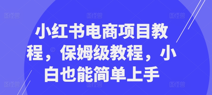 小红书电商项目教程，保姆级教程，小白也能简单上手-识享社