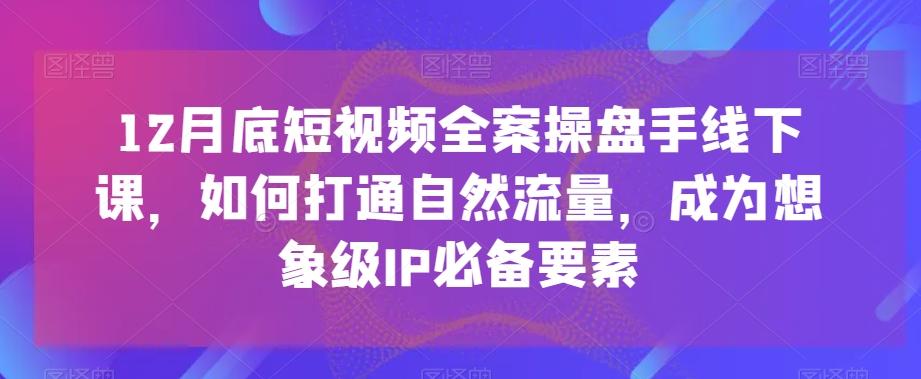 12月底短视频全案操盘手线下课,如何打通自然流量,成为想象级IP必备要素