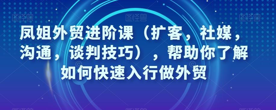 凤姐外贸进阶课（扩客，社媒，沟通，谈判技巧），帮助你了解如何快速入行做外贸 - 识享社-识享社