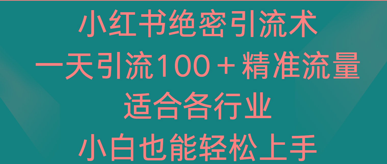 小红书绝密引流术，一天引流100＋精准流量，适合各个行业，小白也能轻松上手 - 识享社-识享社