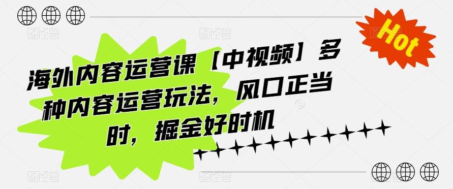海外内容运营课【中视频】多种内容运营玩法，风口正当时，掘金好时机 - 识享社-识享社