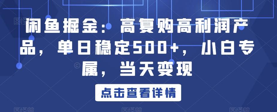 闲鱼掘金：高复购高利润产品，单日稳定500+，小白专属，当天变现 - 识享社-识享社