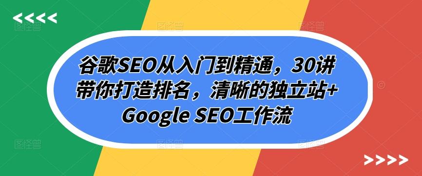 谷歌SEO从入门到精通，30讲带你打造排名，清晰的独立站+Google SEO工作流 - 识享社-识享社