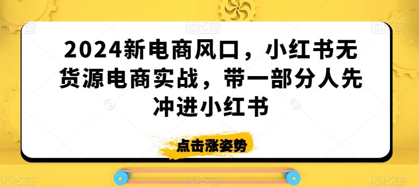 2024新电商风口，小红书无货源电商实战，带一部分人先冲进小红书 - 识享社-识享社