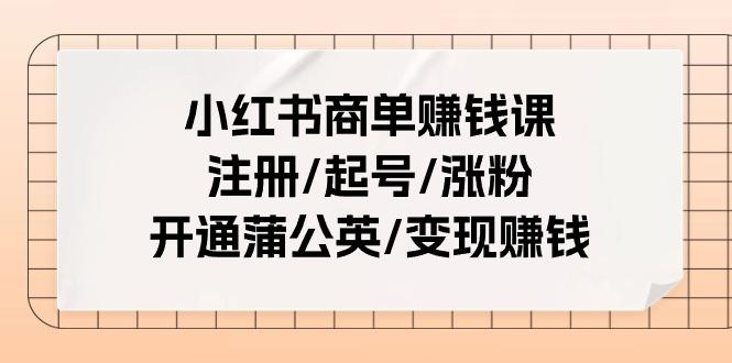 小红书商单赚钱课：注册/起号/涨粉/开通蒲公英/变现赚钱(25节课)-识享社