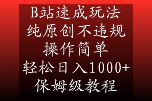 B站速成玩法，纯原创不违规，操作简单，轻松日入1000+，保姆级教程【揭秘】 - 识享社-识享社