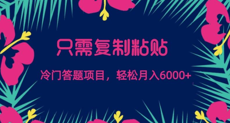 只需复制粘贴，冷门答题项目，轻松月入6000 - 识享社-识享社