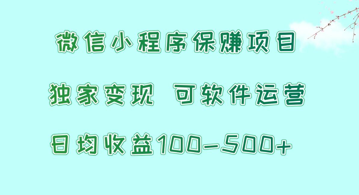 微信小程序保赚项目，日均收益100~500+，独家变现，可软件运营 - 识享社-识享社