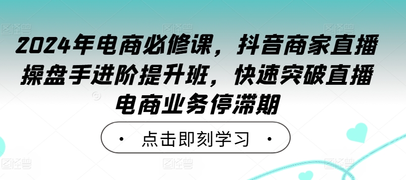 2024年电商必修课，抖音商家直播操盘手进阶提升班，快速突破直播电商业务停滞期 - 识享社-识享社