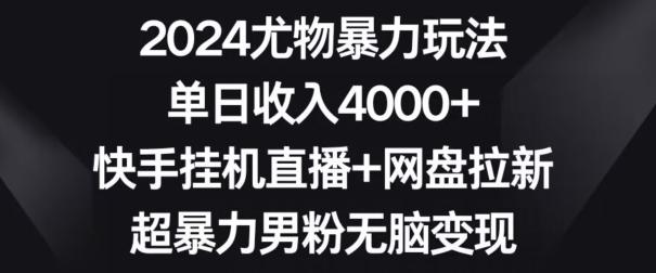 2024尤物暴力玩法，单日收入4000+，快手挂机直播+网盘拉新，超暴力男粉无脑变现【揭秘】 - 识享社-识享社