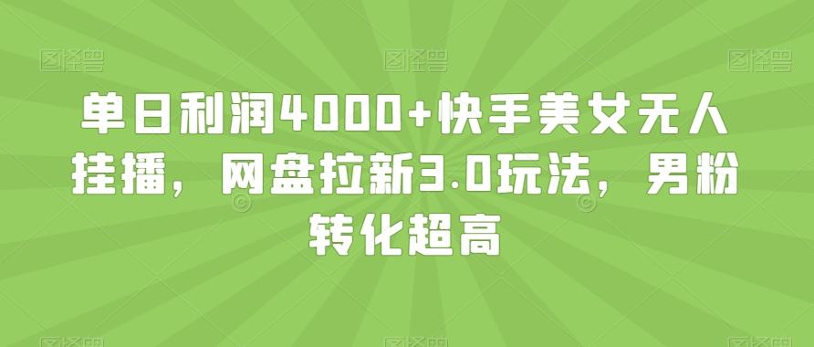 单日利润4000+快手美女无人挂播，网盘拉新3.0玩法，男粉转化超高【揭秘】 - 识享社-识享社