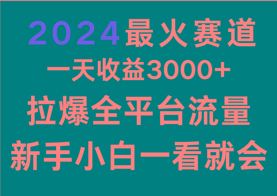 2024最火赛道，一天收一3000+.拉爆全平台流量，新手小白一看就会 - 识享社-识享社