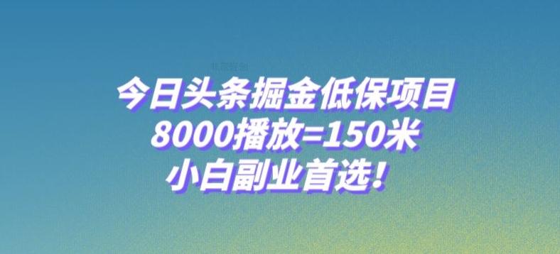 今日头条掘金低保项目，8000播放=150米，小白副业首选【揭秘】 - 识享社-识享社