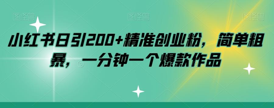 小红书日引200+精准创业粉，简单粗暴，一分钟一个爆款作品【揭秘】-识享社